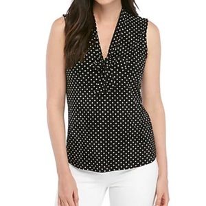 Polka Dot Tommy Hilfiger Tie Neck Blouse Size M